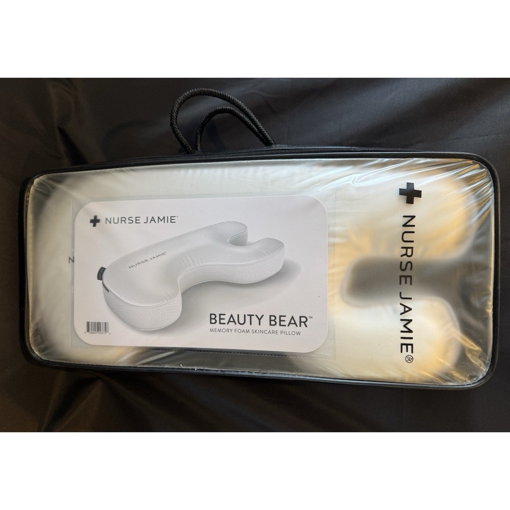 Nurse Jamie Beauty Bear Memory Foam Skincare Pillow, White Satin Cover